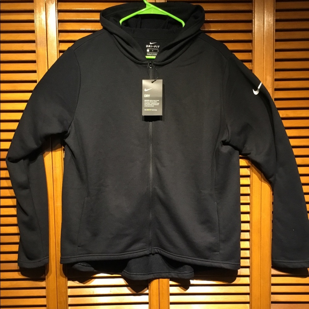 Women’s NIKE DRI-FIT BLACK HOODIE SIZE L NWT - Picture 1 of 3